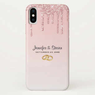 Moderne hochzeitrosa Glitzer-Tropfen Case-Mate iPhone Hülle