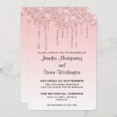 Moderne hochzeitrosa Glitzer-Tropfen Einladung (Vorne/Hinten)