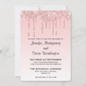 Moderne hochzeitrosa Glitzer-Tropfen Einladung (Vorderseite)