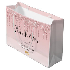 Moderne hochzeitrosa Glitzer Tropfen Vielen Dank Große Geschenktüte