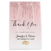 Moderne hochzeitrosa Glitzer Tropfen Vielen Dank Mittlere Geschenktüte (Vorderseite)