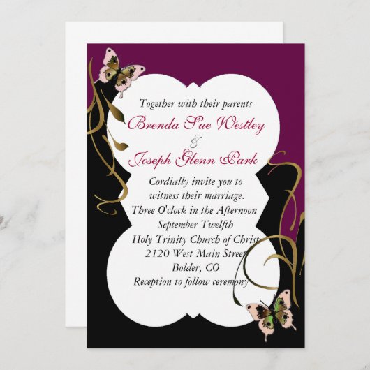 Moderne Hochzeits-Einladung Einladung (Vorne/Hinten)