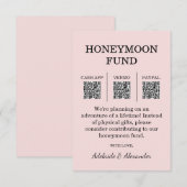Moderne Hochzeits-Flitterwochen-Fonds in Rosa Begleitkarte (Vorne/Hinten)