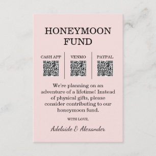Moderne Hochzeits-Flitterwochen-Fonds in Rosa Begleitkarte