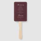 Moderne Hochzeits-Programm-Handfächer im burgunder Fächer (Rückseite)