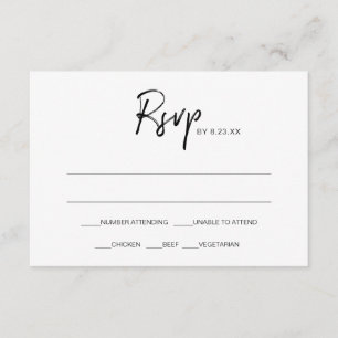 Moderne Hochzeits-RSVP-Antwortkarte   Schwarz Einladung