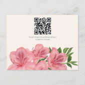 Moderne Hochzeits-RSVP-QR-Code mit floralem Pinkli Begleitkarte (Rückseite)