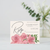 Moderne Hochzeits-RSVP-QR-Code mit floralem Pinkli Begleitkarte (Stehend Vorderseite)