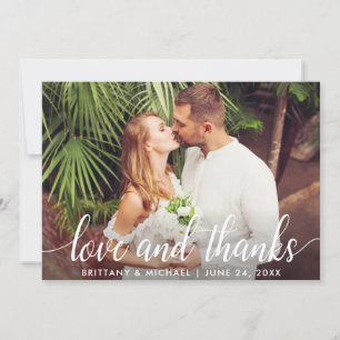 Moderne Hochzeits-Skript-Liebe und Dank-Foto Dankeskarte