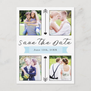 Moderne Hochzeits-Verlobungs-4-Foto-Save-the-Date- Postkarte