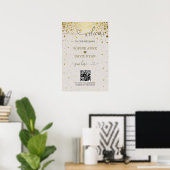 Moderne Hochzeits-Willkommensschild mit QR-Code in Poster (Heimbüro)