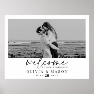 Moderne Hochzeits-Willkommensschilder mit Foto Poster