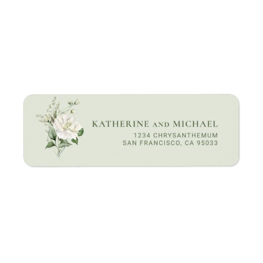 Moderne Hochzeitsadresse in Salbeigrün mit Eukalyp (Vorne)