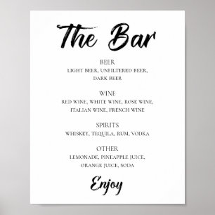 Moderne Hochzeitsalkoholgetränke Bar Poster