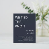 Moderne Hochzeitsankündigung der rustikalen Marine Postkarte (Stehend Vorderseite)