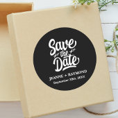 Moderne Hochzeitsankündigung Save the Date Black Runder Aufkleber