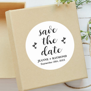 Moderne Hochzeitsankündigung "Save The Date" Runder Aufkleber