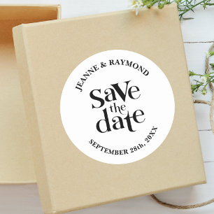 Moderne Hochzeitsankündigung "Save The Date" Runder Aufkleber