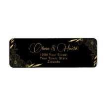 Moderne Hochzeitsansprache Schwarz und Gold Floral