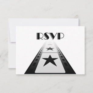 Moderne Hochzeitsantwortkarte mit Filmmotiv RSVP Karte