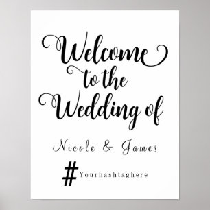 Moderne Hochzeitsbegrüßung Hashtag Hochzeitsschild Poster