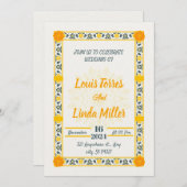 Moderne Hochzeitsbeige, gelbe Blumen Einladung (Vorne/Hinten)