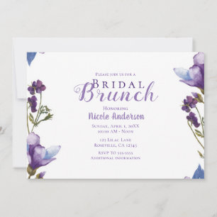 Moderne Hochzeitsbrunch-Frühlingsblumen Lila Flora Einladung