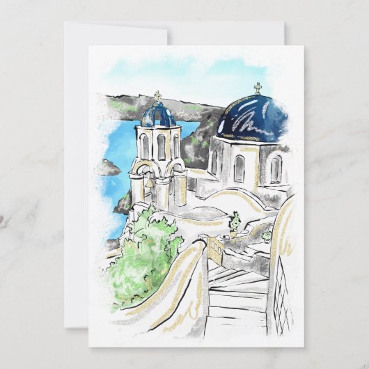 Moderne Hochzeitsdestination Grieche Insel Skiatho Einladung (Rückseite)