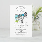 Moderne Hochzeitsdestination Grieche Insel Skiatho Einladung (Stehend Vorderseite)