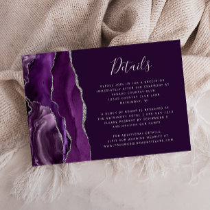Moderne Hochzeitsdetails aus Deep Purple-Silberach Begleitkarte