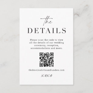 Moderne Hochzeitsdetails Einschluss Scan QR Code K Begleitkarte