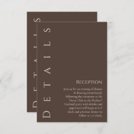 Moderne Hochzeitsdetails - Land braun Begleitkarte