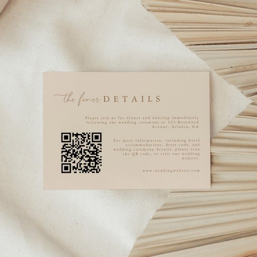 Moderne Hochzeitsdetails QR-Code-Beilagekarte Begleitkarte