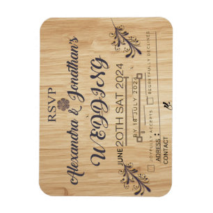 Moderne Hochzeitseinladung aus Holz uAwg Magnet