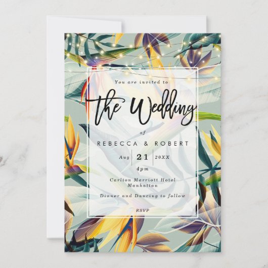 moderne Hochzeitseinladung des tropischen Einladung (Vorderseite)