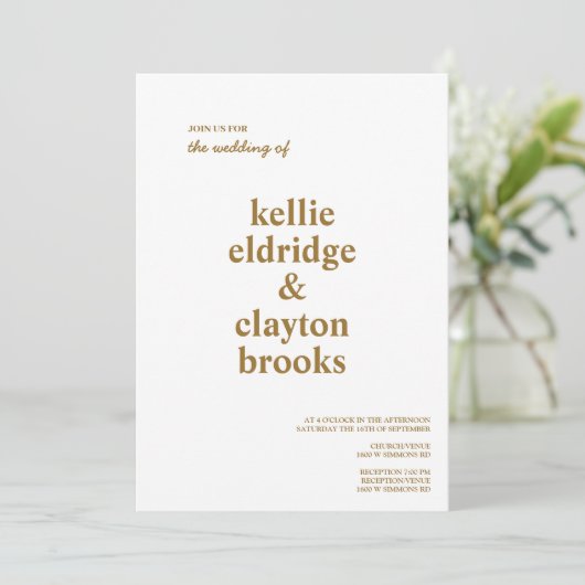 Moderne Hochzeitseinladung Einladung (Stehend Vorderseite)