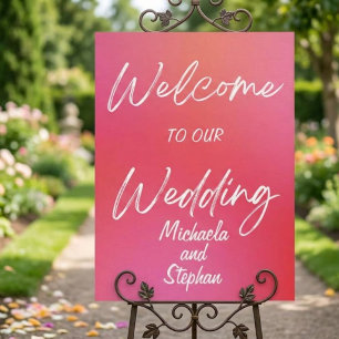 Moderne Hochzeitseinladung im rosanen und orangen Einladung