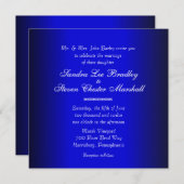 Moderne Hochzeitseinladung in Blau und Schwarz Einladung (Vorne/Hinten)