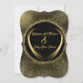 Moderne Hochzeitseinladung in Gold und Schwarz Einladung (Rückseite)