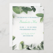 Moderne Hochzeitseinladung mit botanischen Blätter Einladung (Vorne/Hinten)