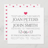 Moderne Hochzeitseinladung mit Herzen Einladung (Vorne/Hinten)