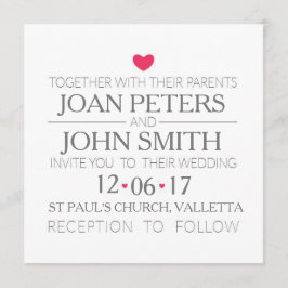 Moderne Hochzeitseinladung mit Herzen Einladung