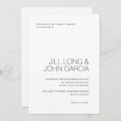 Moderne Hochzeitseinladung mit minimalem Design Einladung (Vorne/Hinten)