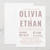 Moderne Hochzeitseinladung mit Typografie (Vorne/Hinten)