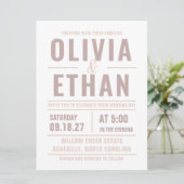 Moderne Hochzeitseinladung mit Typografie (Stehend Vorderseite)