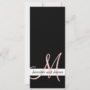 Moderne Hochzeitseinladung Monogramm Schwarz Rosa Einladung