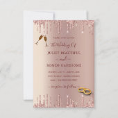 Moderne Hochzeitseinladung Rose Roush Glitzer Trop (Vorderseite)