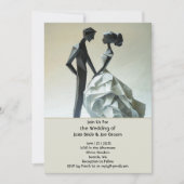 Moderne Hochzeitseinladung zur Origami-Braut Einladung (Vorderseite)