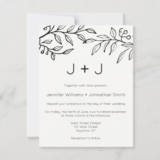 Moderne Hochzeitseinladungen Einladung (Vorderseite)