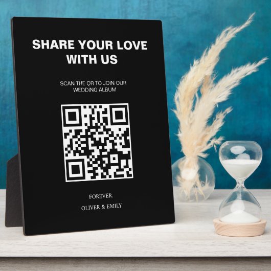 Moderne Hochzeitseinladungen mit QR-Code Fotoplatte (Seite)